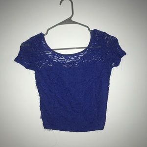 Blue lace crop top